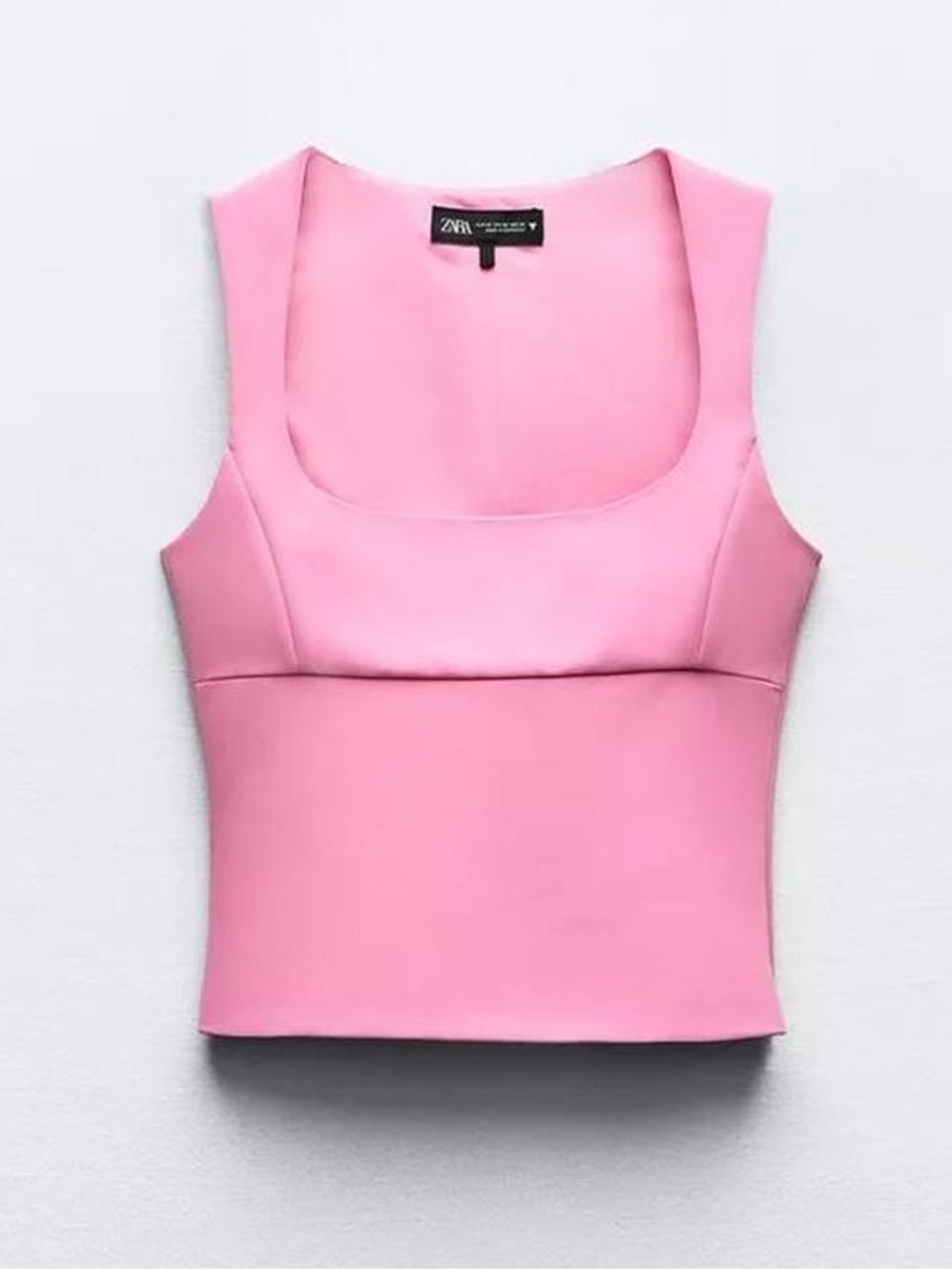 Zara Pink Square-Neck Crop Tank